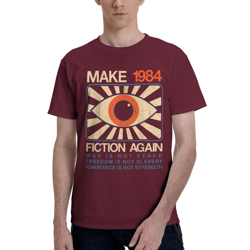 Make 1984 Fiction Again Dystopian Unisexs T Shirts 1984 George Orwell Tee Shirt Short Sleeve Round Collar TShirt CottonClothes