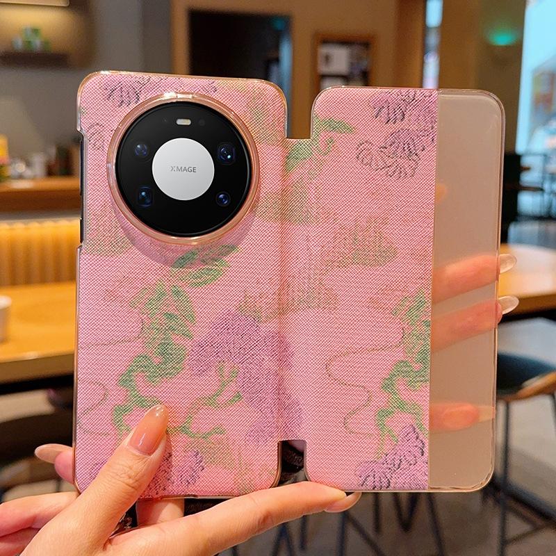 Применимо к чехлу для мобильного телефона Huawei mate80, чехол-книжка из кожи Qianhe bird powder Mate80Pro, максимальная защита со всех сторон, противоударный.