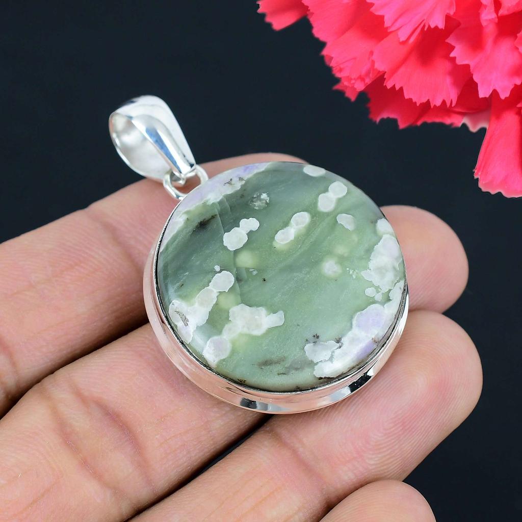 Подвеска из драгоценного камня Ocean Jasper, твердая подвеска из стерлингового серебра 925 пробы, ювелирный подарок для унисекс