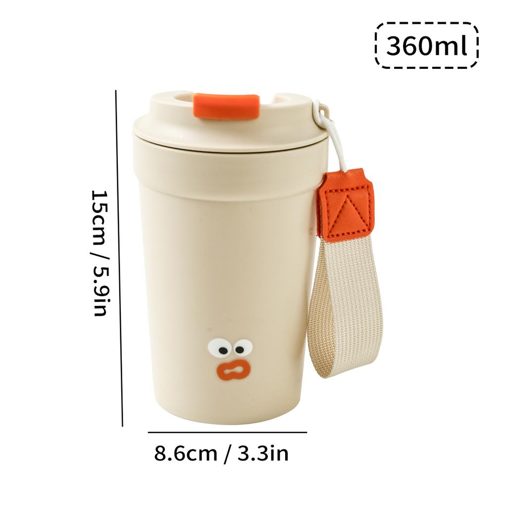 WORTHBUY Plastic Mug Portable Coffee Mug Leak-proof Water Mug With Rope Multipurpose Heat-resisting Milk Mug Cute Tea Mug 360ML