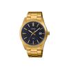 Casio Men's Watch Analog Date Black Dial Stainless Steel Band Gold IP Case Band MTP-VD03G-1AUDF, Gold, Bracelet