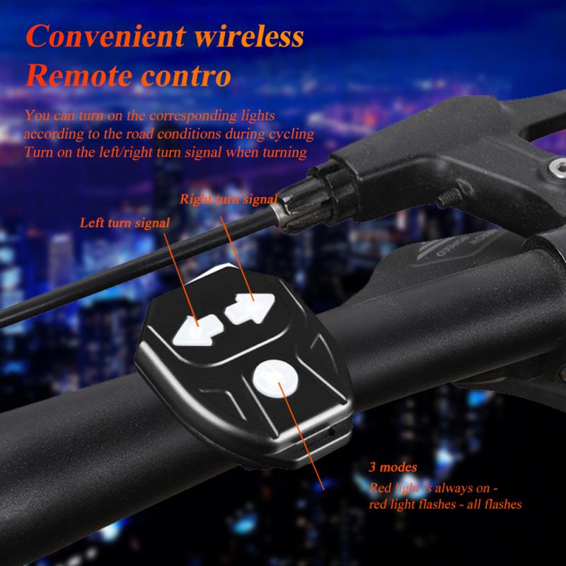 Велосипедный задний фонарь-индикатор водонепроницаемый USB перезаряжаемый беспроводной пульт дистанционного управления поворотник