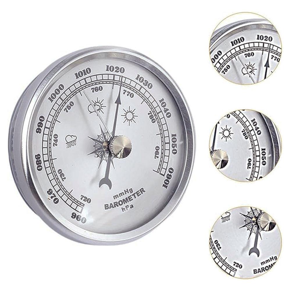 Metal Barometer Gold Frame Wall Hanging Wireless Alarm Clock Barometer Thermometer Hygrometer For Indoor Outdoor K2S0