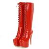 Sexy Long Boots Women Platform Thin High Heels Knee High Boots 2024 Winter Lace Up Red Black White Fetish Party Shoes Big Size