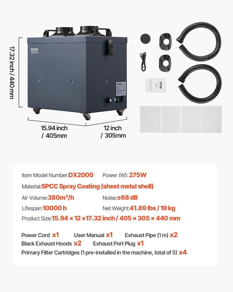 Solder Fume Extractor 275W Brushless Smoke Absorber with 4-Stage Filters