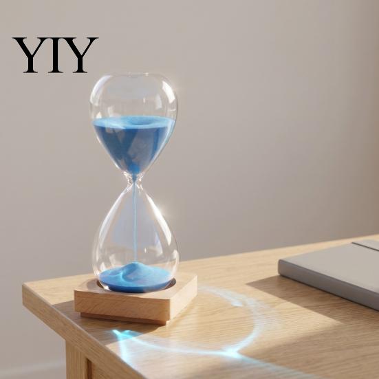 Decorative Sand Timer for Desk 5 Minutes Glass Hourglass with Wooden Base, Modern Timer, Focus Aid Tea Making Drop Shape Clock Study Time Management