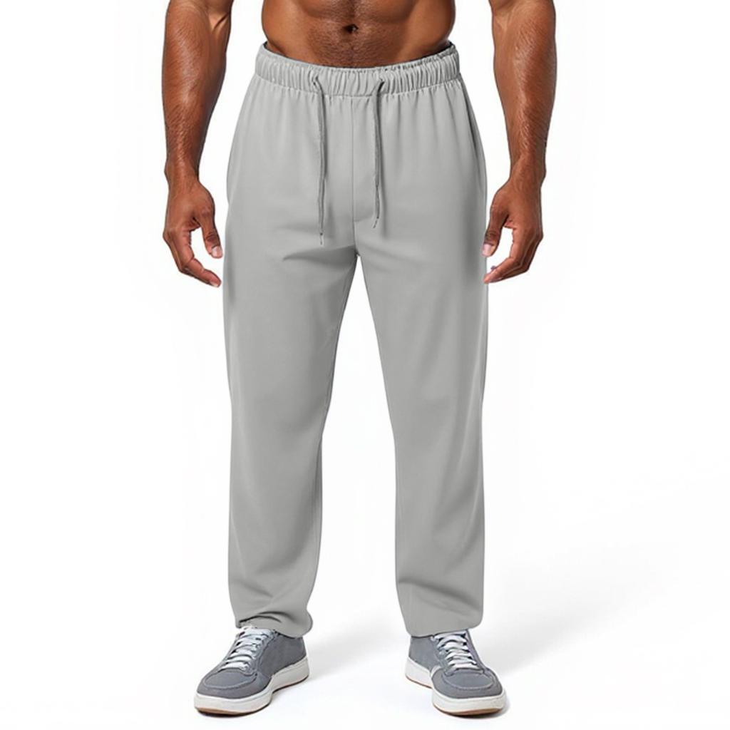 Men's Lightweight Open Top Sports Pants Straight Leg Fitness Casual Pants With Pockets