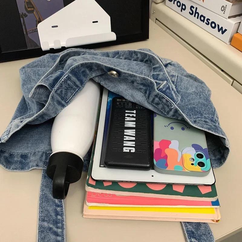 Большая вместительная джинсовая сумка-тоут, портативная, элегантная, универсальная, повседневная, дорожная, многофункциональная, новая