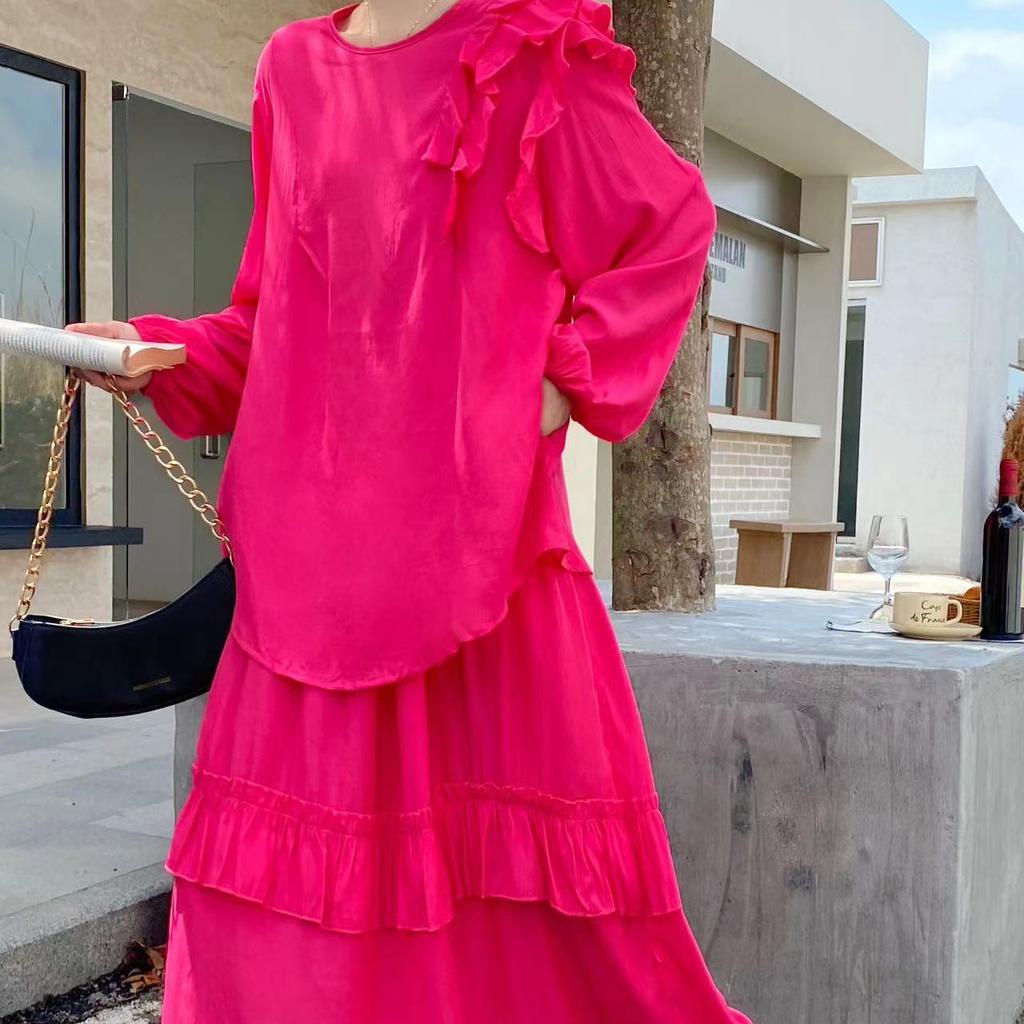 Корейский асимметричный топ с оборками, женский свободный, со шнуровкой на талии, утягивающий, с открытыми плечами, с юбкой-шарфом, комплект из 2 предметов