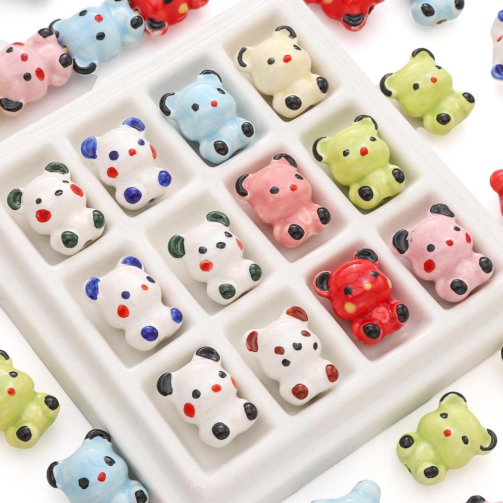 16x19mm Pickup Bear Ceramic Hand-painted Bead For DIY Bracelets Necklaces Jewelry Making