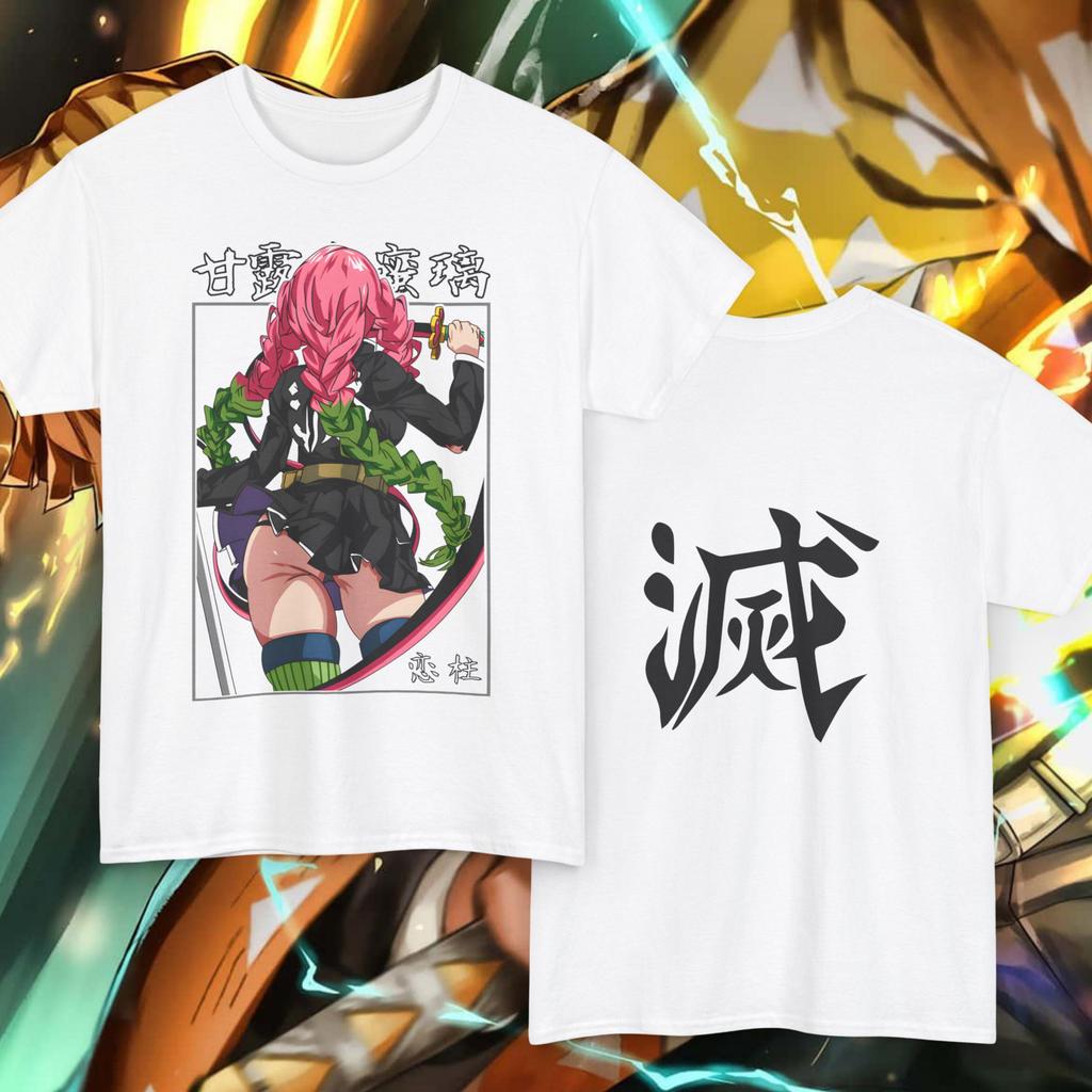 Mitsuri Kanroji Tshirt Demon Slayer Anime Tee Kanji Destroy Print Summer Unisexs And Unisexs Loose Tshirt Top