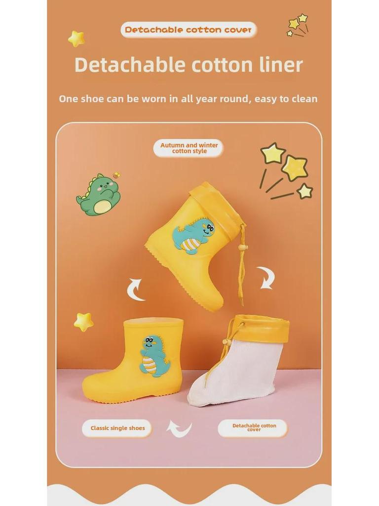 Водонепроницаемые резиновые сапоги с героями мультфильмов для детей - прочная конструкция средней высоты для мальчиков и девочек