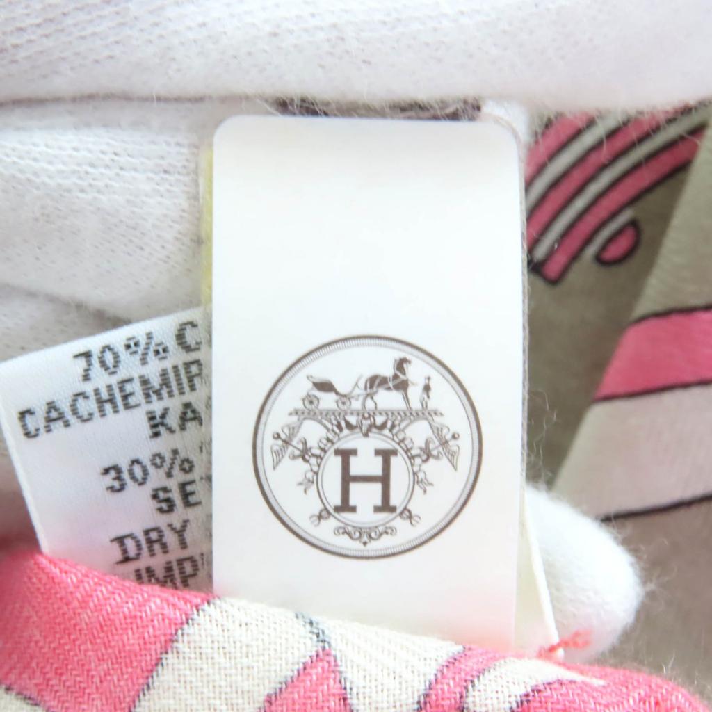 Безупречный Шарф HERMES Треугольный Exlibris Кашемир Женский Б/У