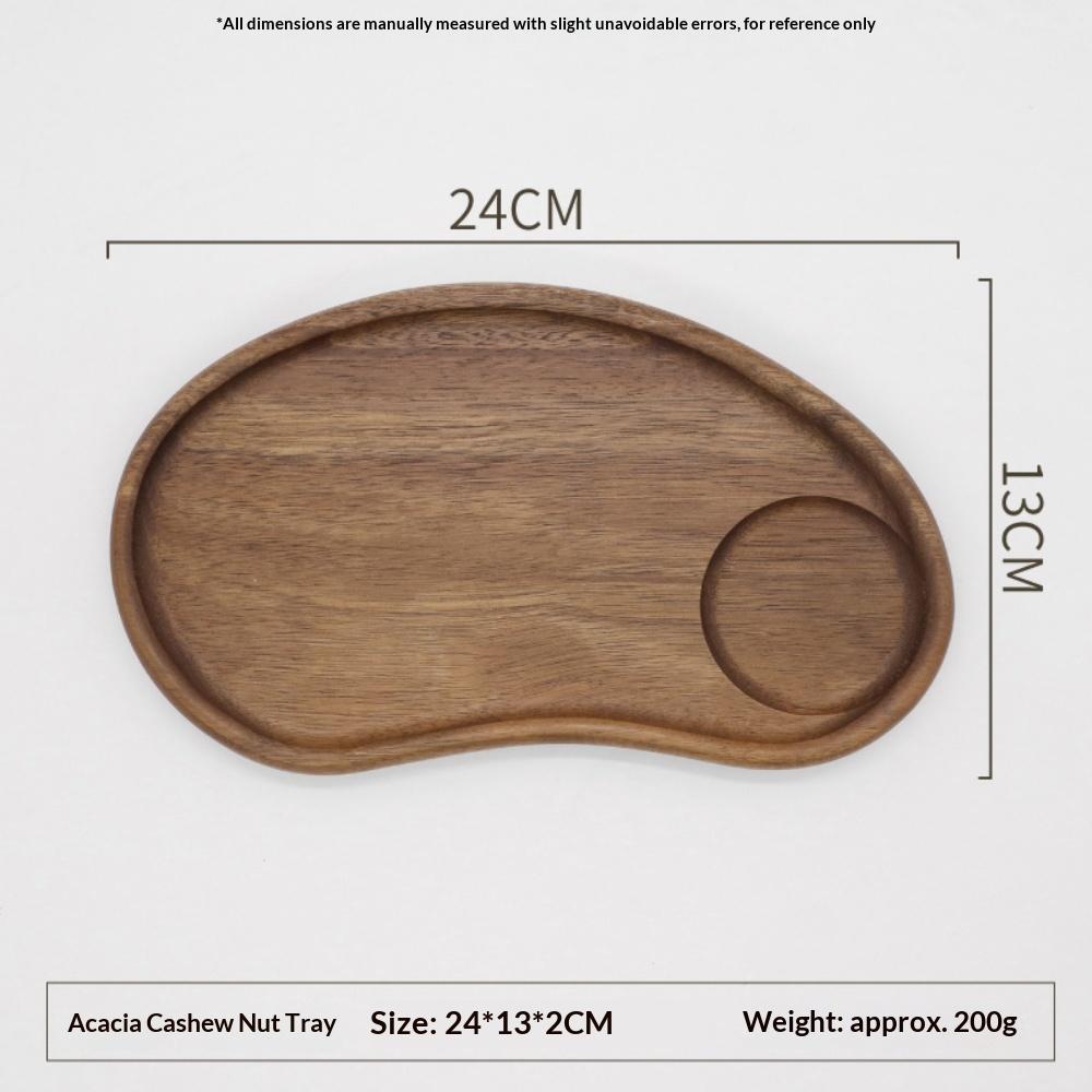 Acacia Wood Cashew‑Leaf Shaped Tray,Solid Wood Coffee Cup,Snack & Tea Plate,Home Tableware