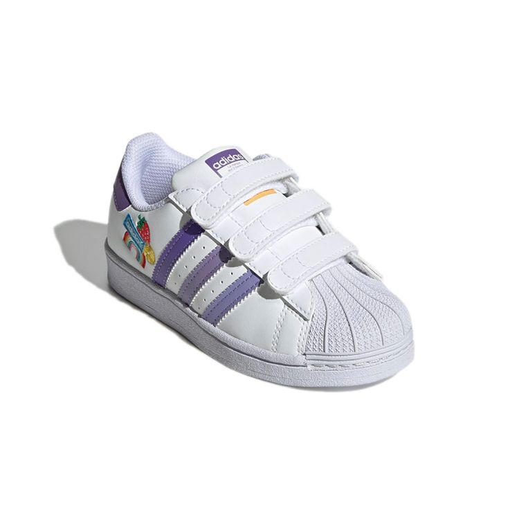 adidas Детские кроссовки Superstar CF C Fruits & Rainbow Patches White Cloud-White Light-Purple GY3314