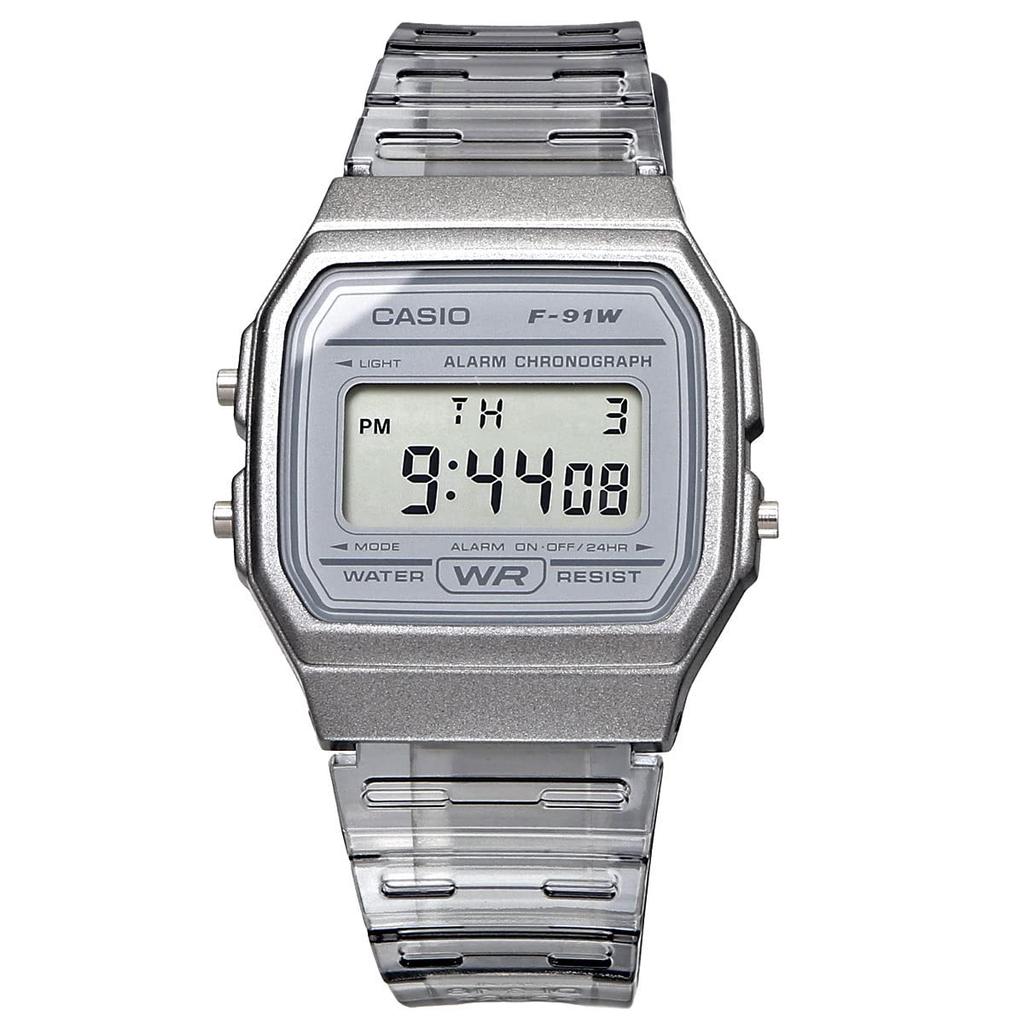 Casio Цифровые кварцевые часы унисекс дешевые Casio прозрачные серые [Casio] F-91WS-8 [Товар]
