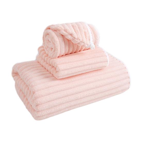 3Pcs/Set Absorbent Bath Towel Large Coral Velvet Bath Wrap Towel Hair Hat Set Lint-Free Shower Drying Wrap for Bathroom Gym Beach Travel