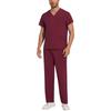 Soild Scrub Working Uniform Suit For Men's Cross V-Neck Short Sleeve Fun T-Shirts Workwear Tee With Pockets
