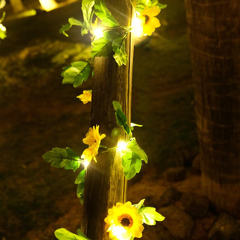 Led Solar Sunflower String Light 8 Modes Adjustable Fairy String Lights For Outdoor Garden Decoration