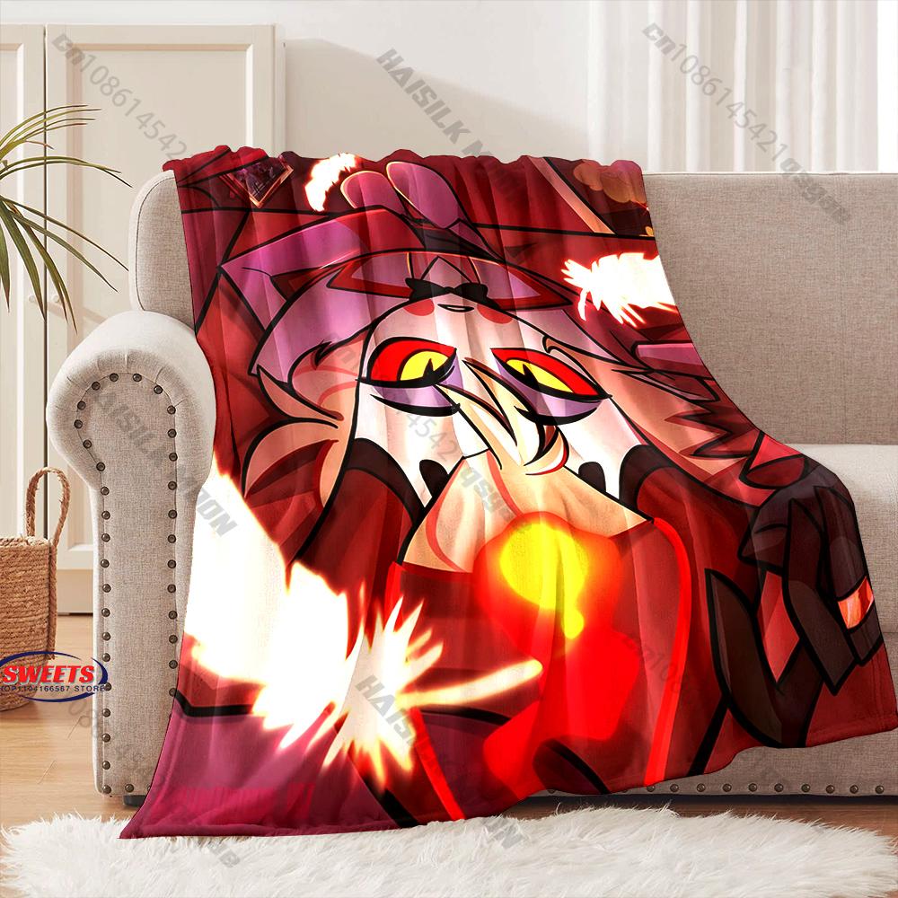 6 Sizes L-Luc1fer M0rningstar H-Hazbin Hotel Theme Print Blanket Home Travel Blanket Sofa Bedding Cover Blanket Wonderful Gift