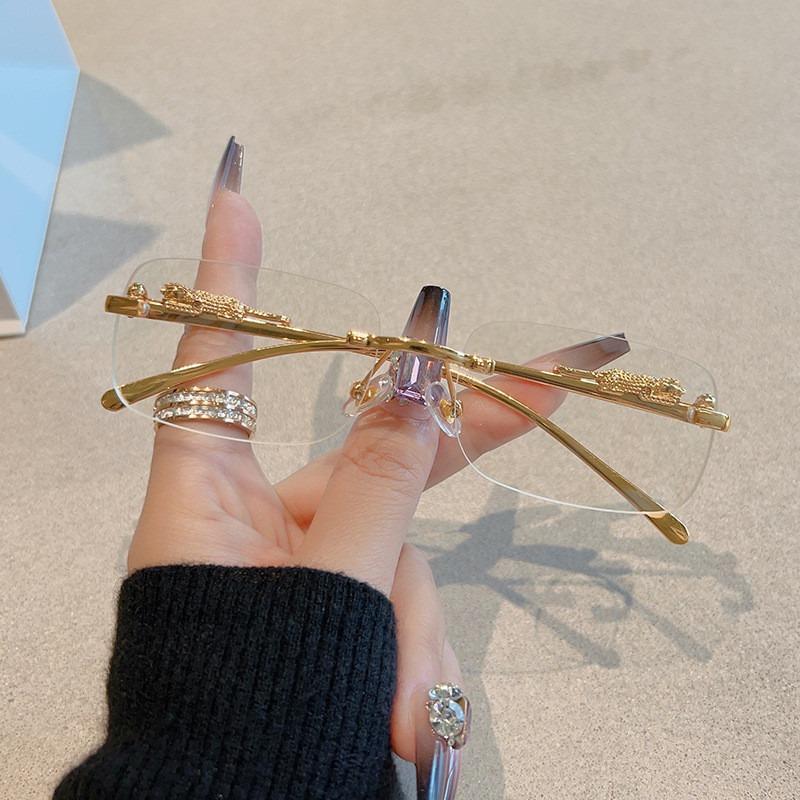 Корейские ретро квадратные безободковые солнцезащитные очки, приморское украшение с гепардом, безободковые градиентные линзы, очки для улицы, защищающие от УФ-лучей