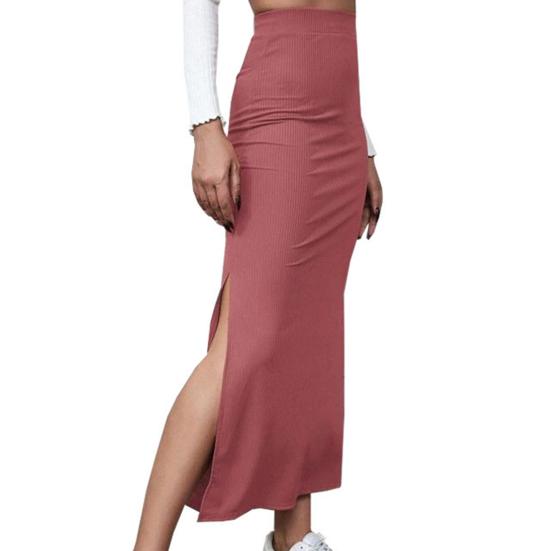 Женская юбка-полубоди с высокой талией, облегающая юбка с разрезом по низу, однотонная юбка для работы, повседневной носки, свиданий