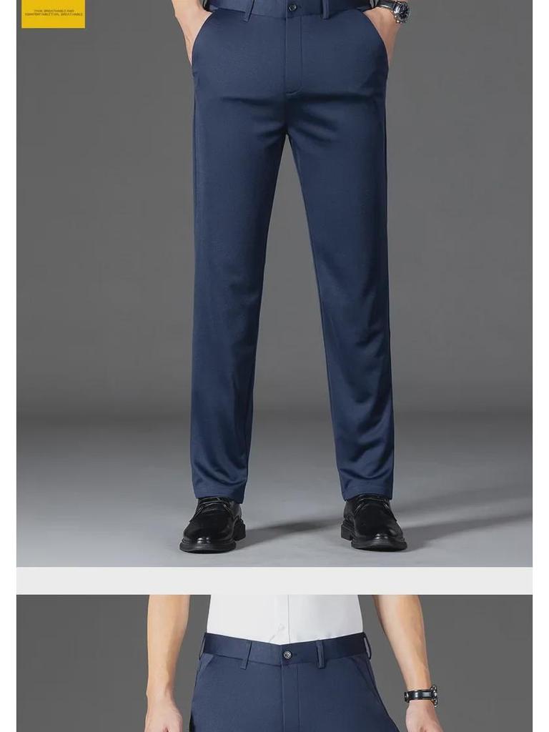 Мужские брюки из высокоэластичного материала Ice Silk: Износостойкая, устойчивая к царапинам, дышащая, удобная повседневная деловая одежда для весны и лета