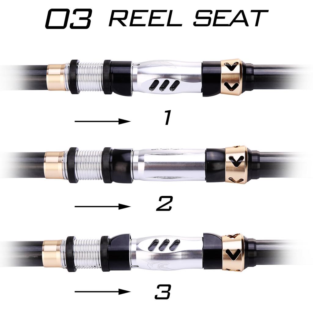 Fishing Rods 24-Ton Ultra Lightweight Telescopic Fishing Poles Stainless Steel Guides