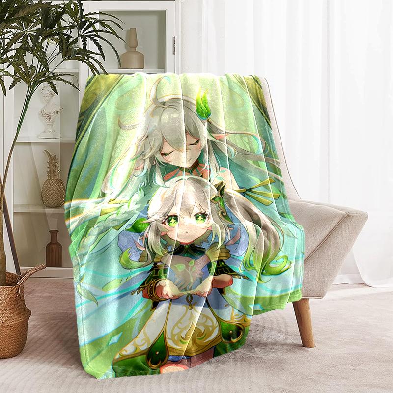 1pc Blanket Genshin Impact characters5 Print Design, Lightweight Blanket for Sofa, Bed- Soft &Warm, Gift for All Seasons like Christmas, Halloween