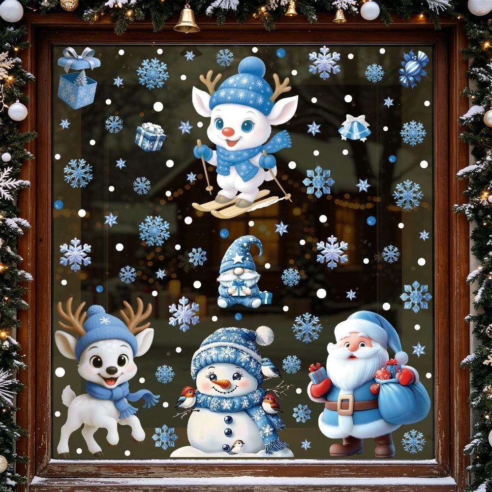 4 Sheets DIY Glass Window Sticker Waterproof Xmas Party Door Stickers Party Supplies