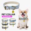 PU Leather Adjustable Pet Collar With Bell Small Dogs Cats XS S M Sizes Various Colors