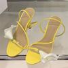 Fashion Sexy PVC Transparent Flower Narrow Band Women Sandals Street Style Open Toe Thin High Heels Party Prom Shoes