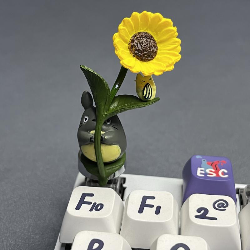 Колпачки для клавиш Sunflower Chinchilla, колпачки для клавиш Anime Kawaii для механической клавиатуры, аксессуары для игровых украшений, 1 шт., ключ для самостоятельного изготовления