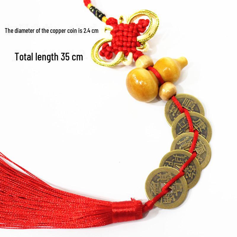 Emperors' Coins Pendant: Five or Six Copper Coin Gourd Pendants, Ideal As Gifts