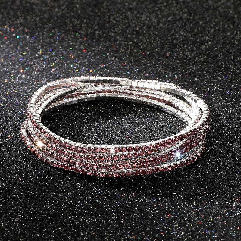 5Pcs/Lot Elastic Crystal Bracelets 2mm Charming Gold Color Crystal Rhinestones Metal Bangle Bracelet Jewelry DIY Gift