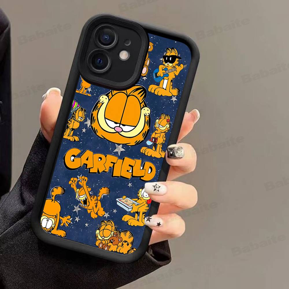 Милый Аниме Кот Гарфилд Чехол для Телефона для iPhone 17 16 15 14 13 11 12 Pro Max Plus Защитная Задняя Крышка
