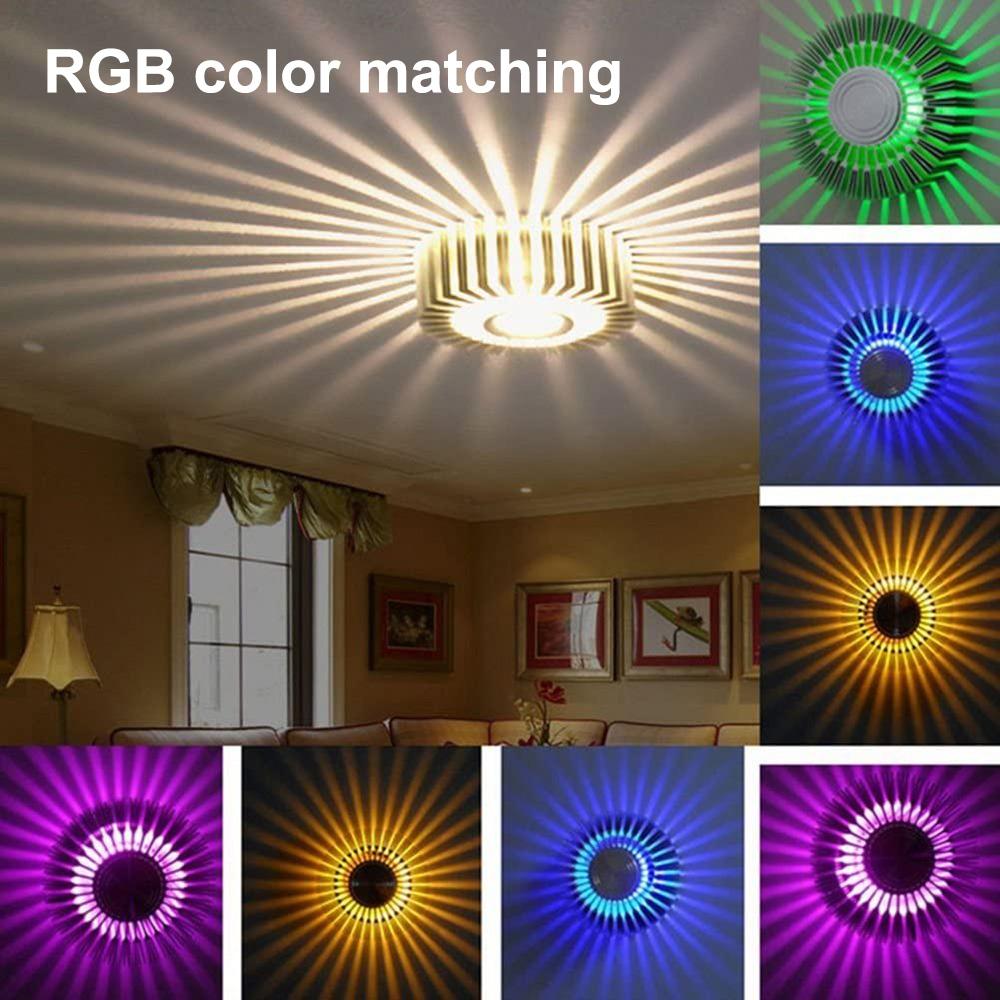 Внутренний светодиодный настенный светильник Sunflower 3W RGB настенный бра точечный светильник с дистанционным управлением для гостиной, коридоров, декора