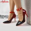 Fashion Aphixta 0.79Inch Belt Buckle Pumps Women Shoes Metal Button Gradient Color 3.940 Inch Super High 10cm Stiletto Heels Big 53