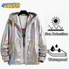 Women's Oversized Tops Summer Cool Reflective Sum Protection Windproof Windcheater Fashion Multicolor Waterproof Raincoat Hooded Coat Jacket For Women