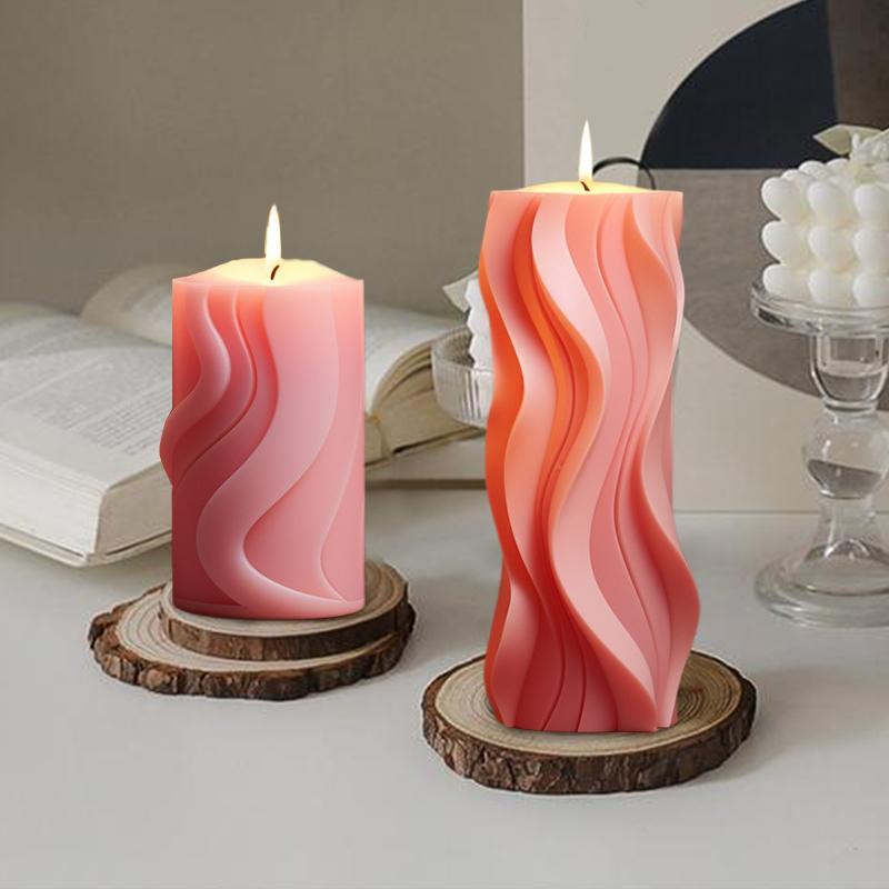 Абстрактное искусство Ароматерапия Свеча Форма ручной работы Силиконовый волнистый цилиндр Дизайн Креативные подарки Ремесло Декоративные аксессуары