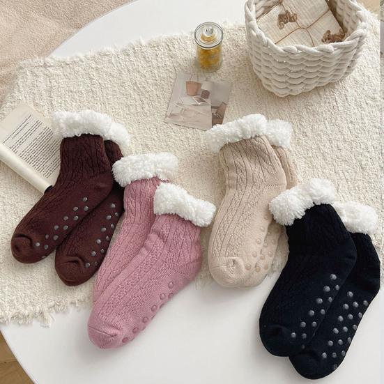 Fuzzy Warm Slipper Socks for Women Cozy Fluffy Fleece Lined Home Floor Socks with Grippers Winter Soft Thermal Sleep Socks