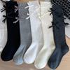 Lolita Long Socks Women Bandage Ribbon Bow Sweet Girls Kawaii Sexy Middle Tube Socks Ballet Style Solid Color Black White Socks
