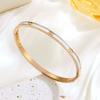 Stainless Steel Women's Bracelet with Diamonds and Four-Leaf Clover Studs - Non-fading, Cross-border Design.