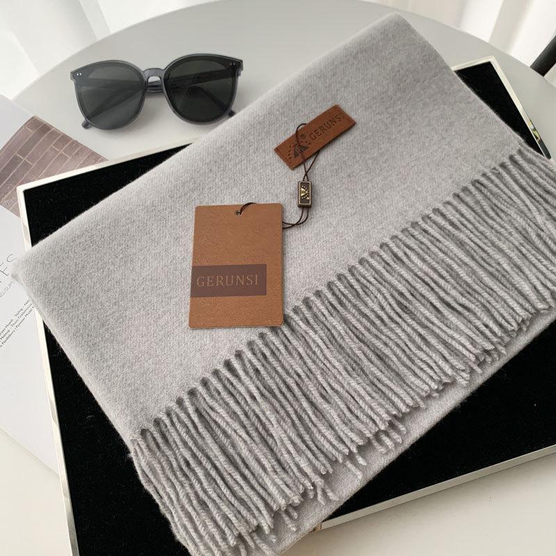 Cashmere Hand Feel Autumn And Winter Solid Color Scarf Women'S Thick Tassel Simple And Versatile Soft And Warm Imitation Cashmere Shawl