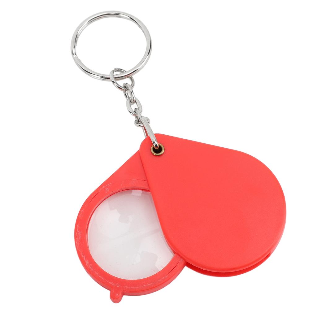 Magnifier Keychain 10X Magnification Foldable Portable Mini Magnifying Glass with Key Ring for Outdoor Reading Red