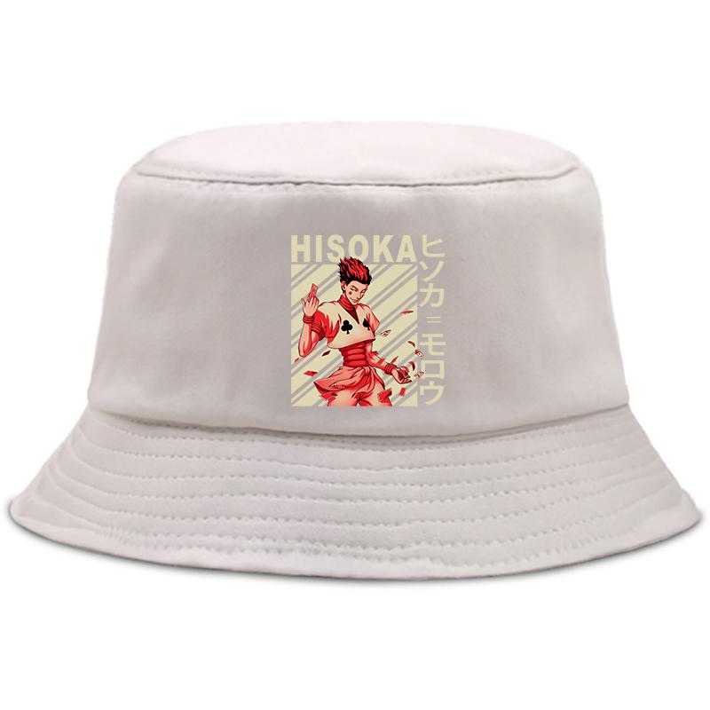 90-е годы японского аниме Hunter X Hunter Hat Женская Панама-ведро унисекс Дизайн Плоская шляпа Harajuku Kawaii Killua Забавная шляпа от солнца Hisoka