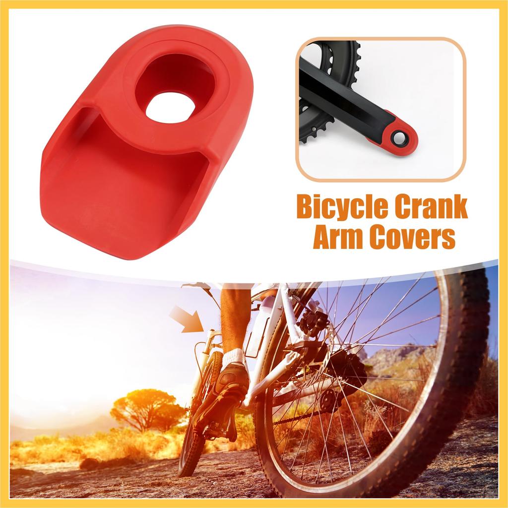 BULLSPANN 2pcs Soft Plastic Bicycle Cycling Crank Boot Protector Mountain Bike Sleeve Crank Arm Cover Protection Red