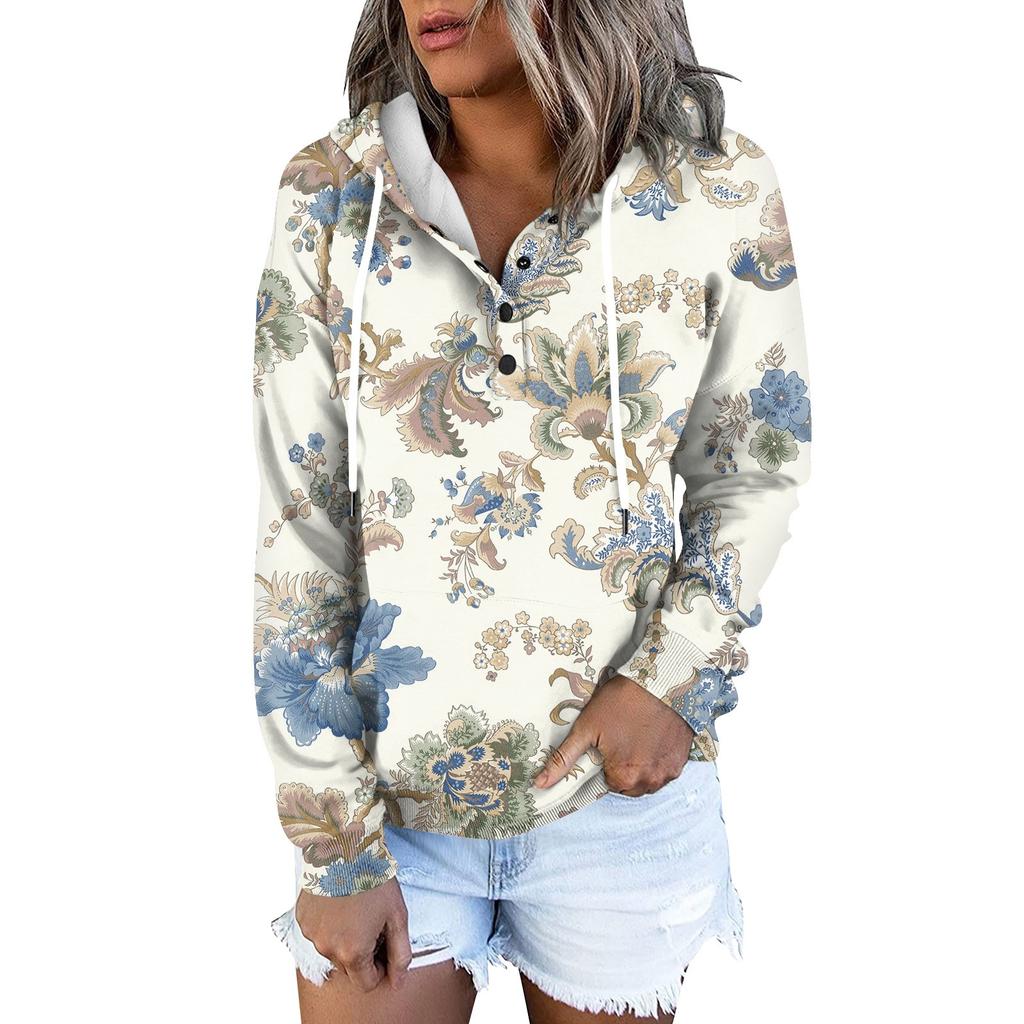 Женская модная облегающая толстовка с капюшоном и цветочным принтом с длинным рукавом