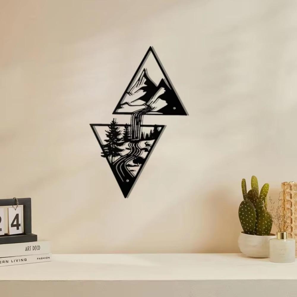 Декор на тему пейзажа Настенные украшения Гора Металлический декор Настенная табличка Металлический подарок Треугольное настенное искусство для гостиной