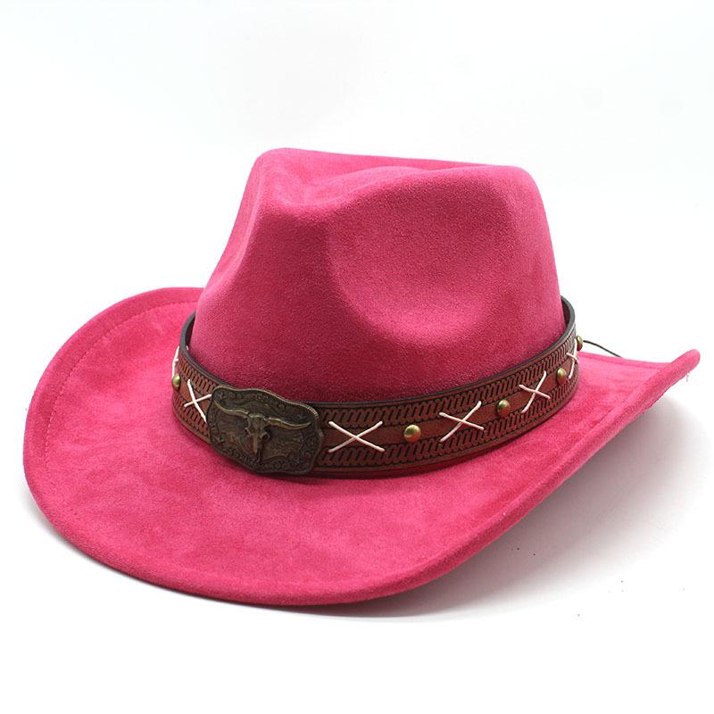 Western Cowboy Hat Suede Bullhead British Jazz Hat Men'S And Women'S Ethnic Hat Top Hat